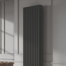 Reina 1800mm x 465mm 8217BTU Black Vertical 2 Column Radiator