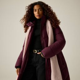 Regatta Eloria Womens Hooded Long Quilted Coat Fig - 909 Size 10