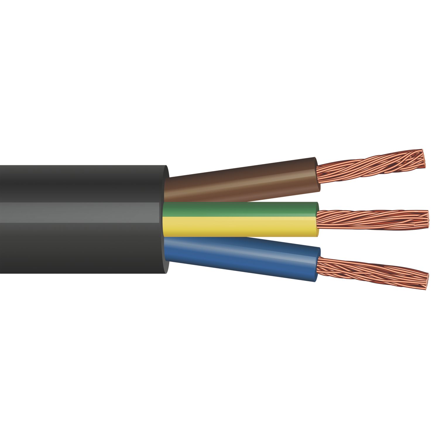 Time 3183Y Black 3-Core 1mm² Flexible Cable 25m Drum (741PY)