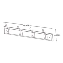 Essentials 4-Hook Rail White 458mm x 105mm