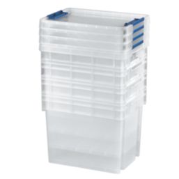 Essentials 24Ltr 283mm x 390mm x 308mm Transparent Storage Box 4 Pack