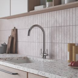 ETAL Wick Twin Lever Kitchen Mixer Tap Polished Chrome