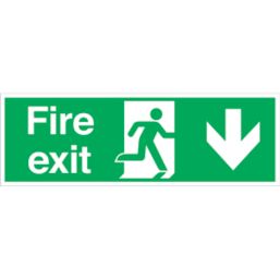 Non Photoluminescent "Fire Exit Down" Signs 150mm x 450mm 100 Pack