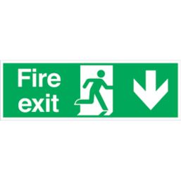 Essentials  Non Photoluminescent "Fire Exit Down" Signs 150mm x 450mm 100 Pack