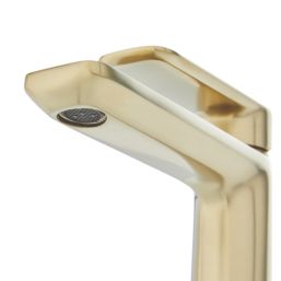 Highlife Bathrooms Rona Brushed Brass 138mm Cloakroom Lever Mono Basin Mixer Tap  With Clicker Waste