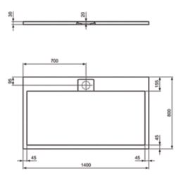 Ideal Standard i.life Ultraflat S Rectangular Shower Tray Pure White 1400mm x 800mm x 30mm