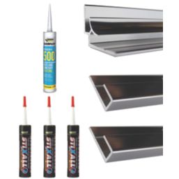 Splashwall  Installation Kit Polished Silver 8 Piece Set