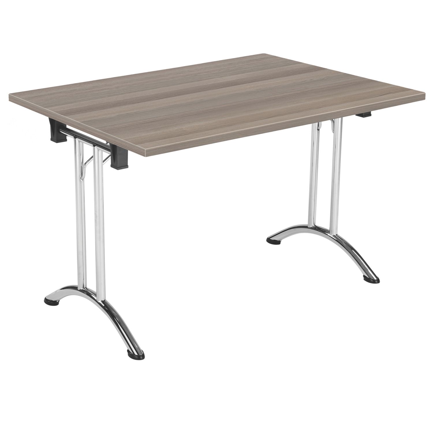 TC Group One Union Rectangular Folding Table Grey Oak/Chrome 1200mm x 800mm (742TT)
