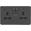 Knightsbridge  13A 2-Gang DP Switched Socket + 4.0A 18W 2-Outlet Type A & C USB Charger Anthracite with Black Inserts
