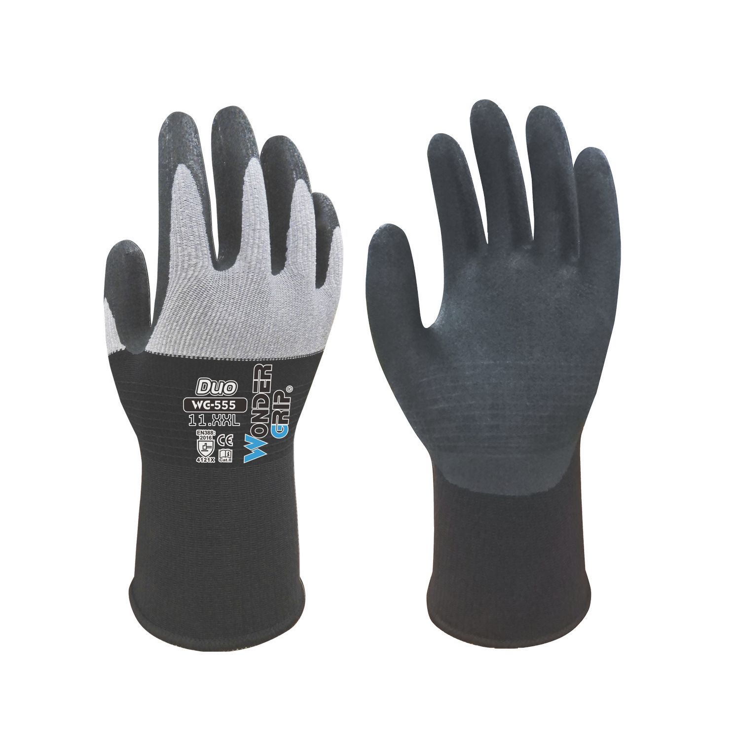 Wonder Grip WG-555 Duo Gloves Black/White 2X Large (742VJ)
