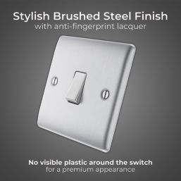 British General Nexus Metal 10A 1-Gang 1-Way Bell Push Switch Brushed Steel