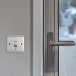 British General Nexus Metal 10A 1-Gang 1-Way Bell Push Switch Brushed Steel