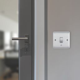 British General Nexus Metal 10A 1-Gang 1-Way Bell Push Switch Brushed Steel