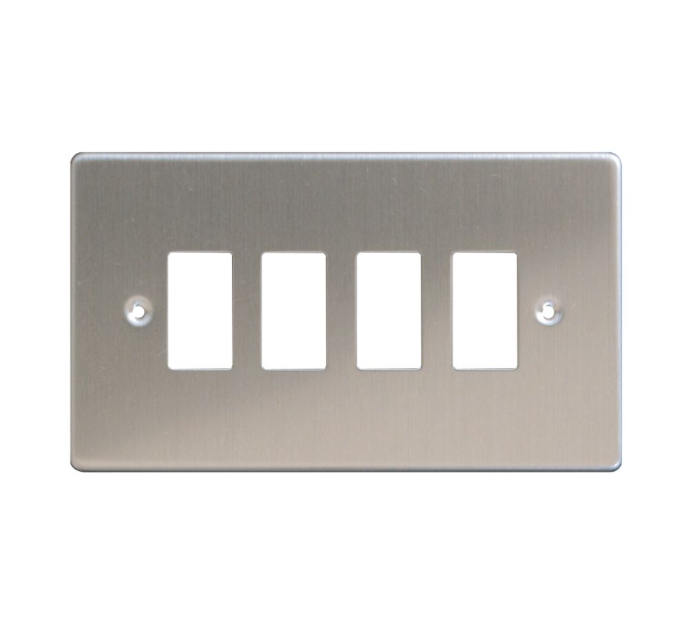 Varilight PowerGrid 4-Module Grid Faceplate Brushed Steel