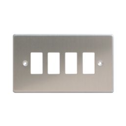 Varilight PowerGrid 4-Module Grid Faceplate Brushed Steel
