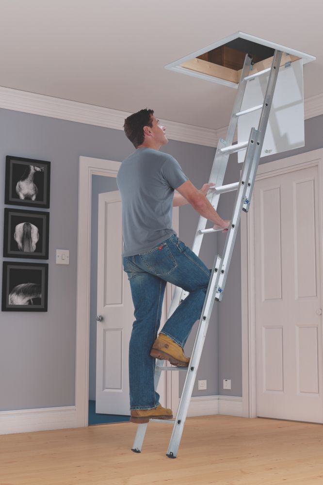 3-Section Aluminium Loft Ladder 3m Screwfix