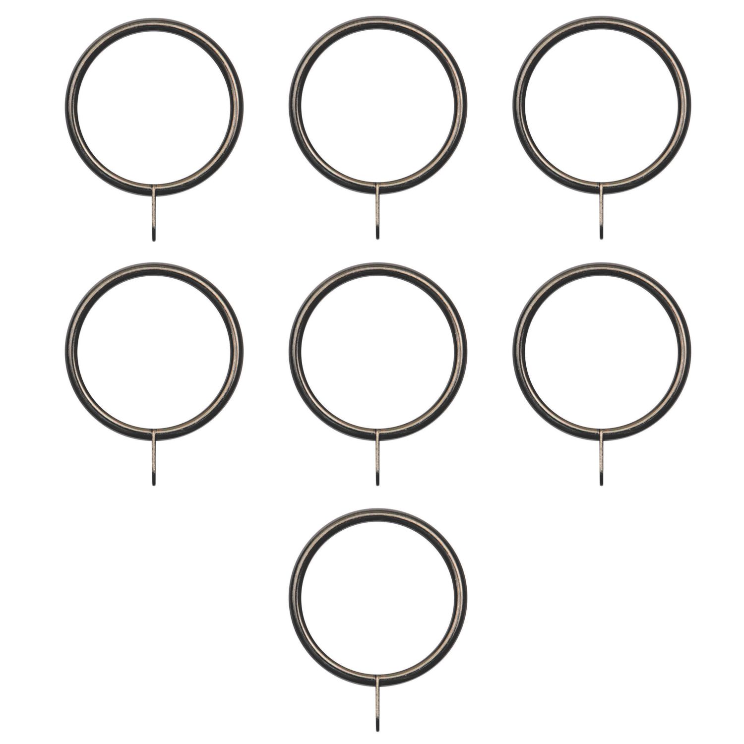 Renaissance Black Nickel Metal Curtain Rings 28mm 8 Pack (743CK)