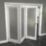 Green & Taylor  3-Door 1-Frosted Light Primed White Wooden Shaker Internal Bi-Fold Door 2060mm x 2133mm