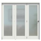 Green & Taylor  3-Door 1-Frosted Light Primed White Wooden Shaker Internal Bi-Fold Door 2060mm x 2133mm
