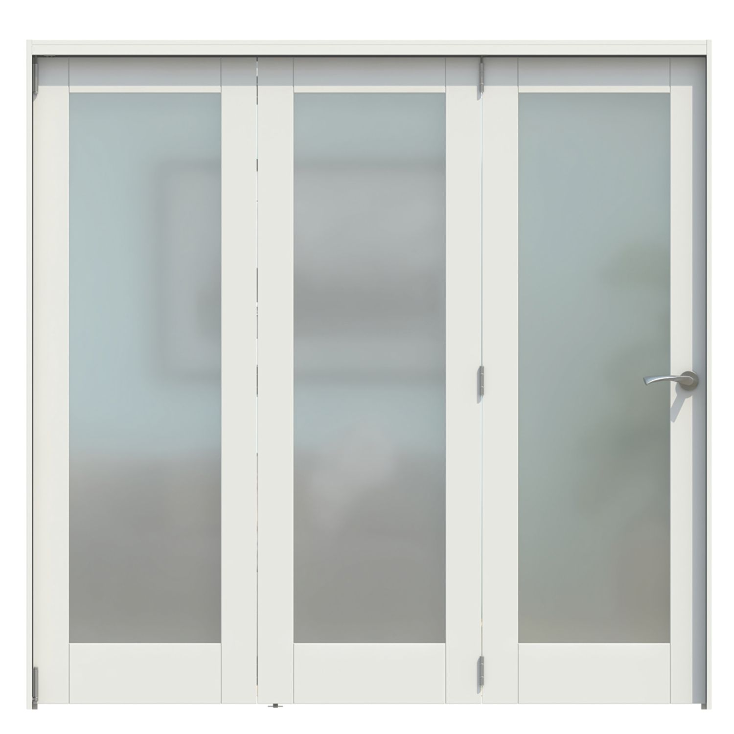 Green & Taylor 3-Door 1-Frosted Light Primed White Wooden Shaker Internal Bi-Fold Door 2060mm x 2133mm (743CT)