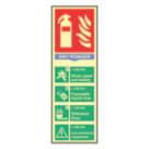 Essentials  Photoluminescent "Fire Extinguisher Dry Powder" Sign 300mm x 100mm