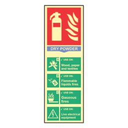 Essentials  Photoluminescent "Fire Extinguisher Dry Powder" Sign 300mm x 100mm