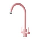 ETAL Sorrento Twin Lever Kitchen Mixer Tap Matt Pink