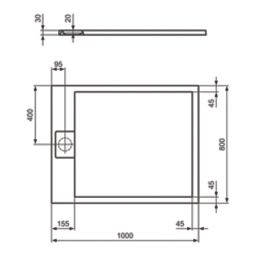 Ideal Standard i.life Ultraflat S Rectangular Shower Tray Pure White 1000mm x 800mm x 30mm