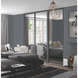 Spacepro Shaker 3-Door Sliding Wardrobe Door Kit Graphite Frame Mirror Panel 1760mm x 2260mm
