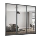 Spacepro Shaker 3-Door Sliding Wardrobe Door Kit Graphite Frame Mirror Panel 1760mm x 2260mm