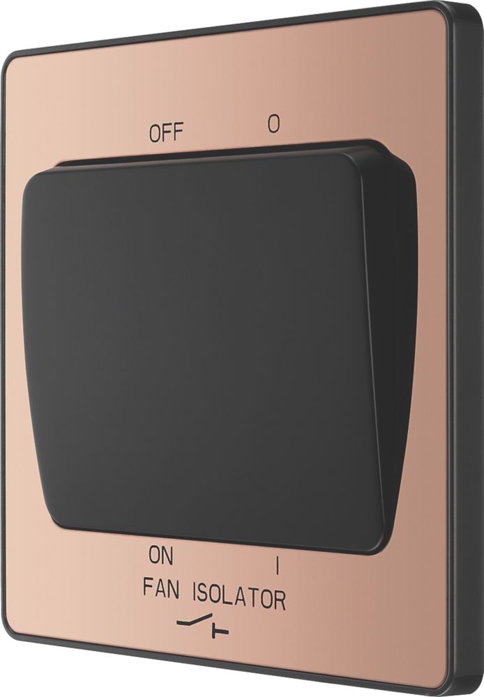 British General Evolve 10A 1-Gang 3-Pole Fan Isolator Switch Copper  with Black Inserts