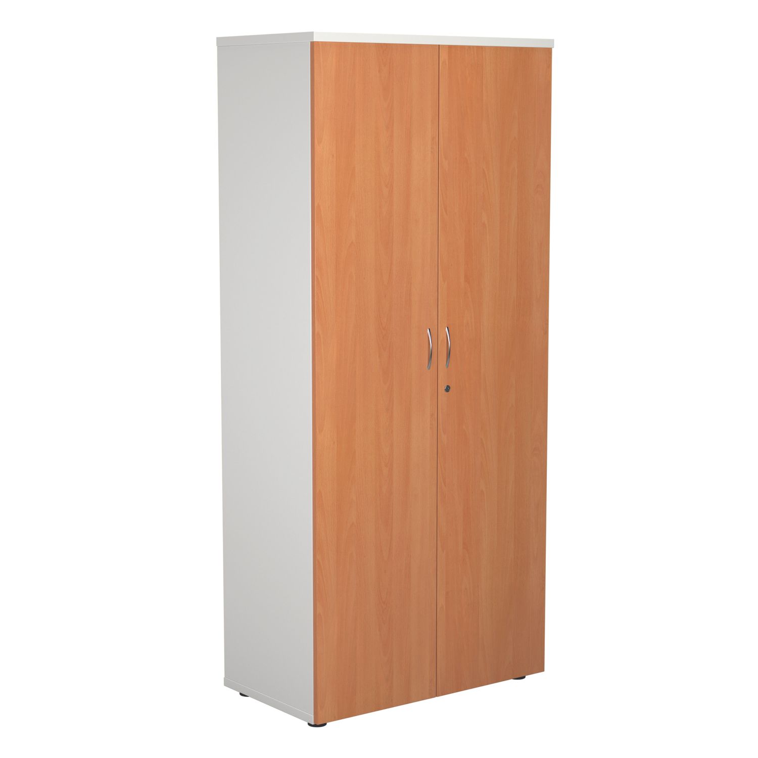 TC Group 4-Shelf Cupboard White/Beech 800mm x 1800mm (743TT)