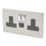 Varilight  13A 2-Gang 1P+N Switched Socket + 4A 20W 2-Outlet Type A & C USB Charger Satin Chrome with Black Inserts