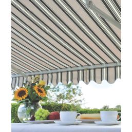 Greenhurst Ascot Extendable Patio Awning Green / Beige 2.5m x 2m