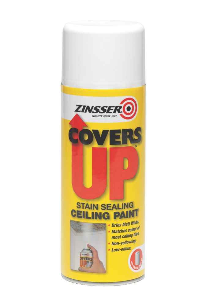 Zinsser Covers Up Vertical Ceiling Spray Paint Flat White 400ml