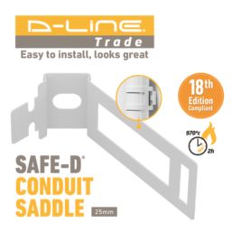 D-Line Fire Rated Safe-D Conduit Clip 25mm White 20 Pack