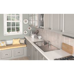 Clearwater OKIO 1 Bowl Stainless Steel Kitchen Sink & Drainer Polished/Satin 860mm x 500mm