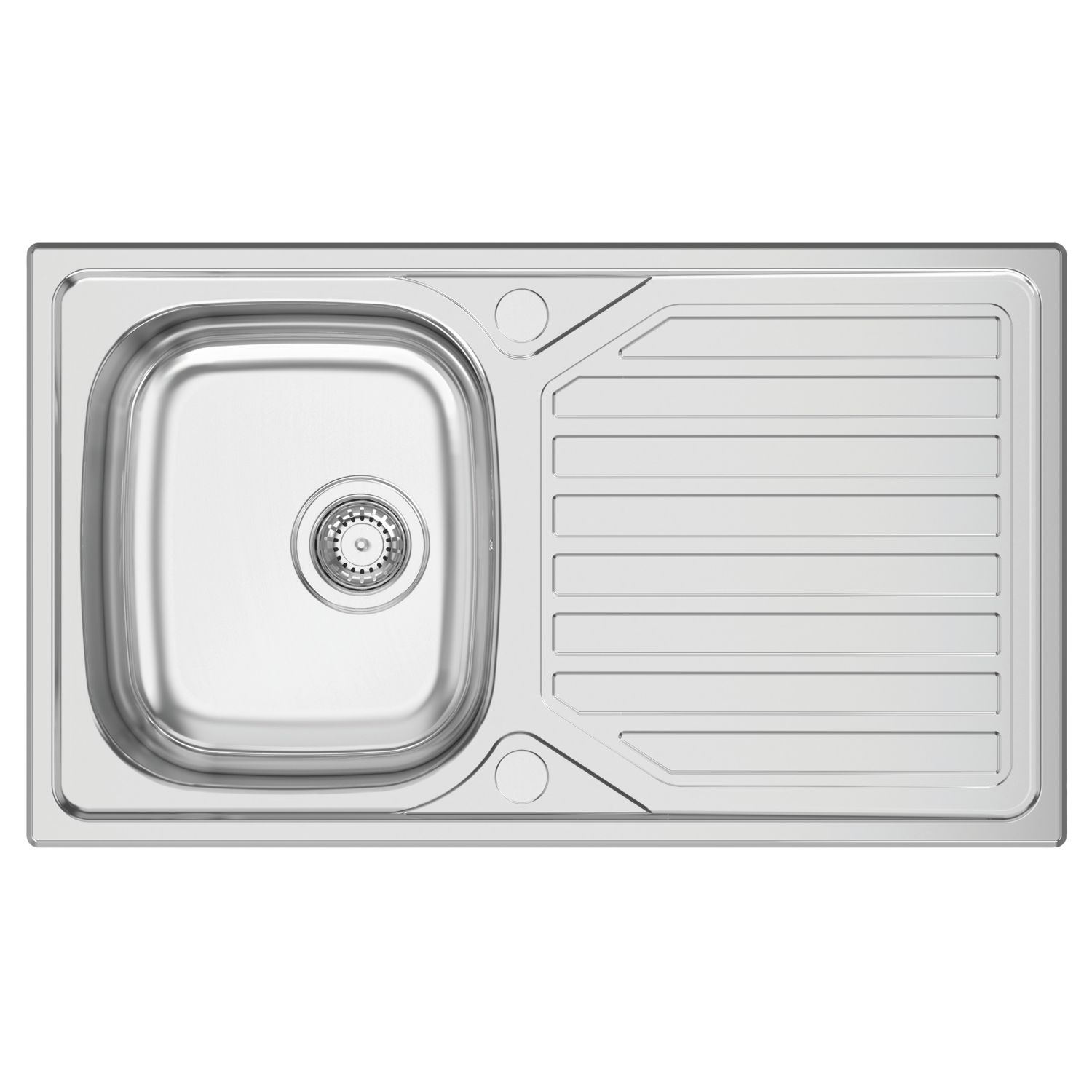 Clearwater OKIO 1 Bowl Stainless Steel Kitchen Sink & Drainer Polished/Satin 860mm x 500mm (744FJ)
