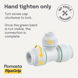 Flomasta  Plastic Push-Fit Reducing Tee 22mm x 22mm x 10mm