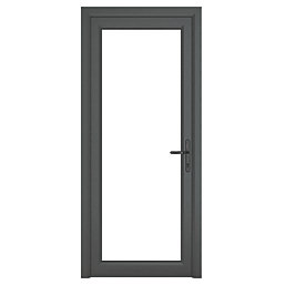 Crystal  Fully Glazed 1-Clear Light Left-Hand Opening Anthracite Grey uPVC Back Door 2090mm x 890mm