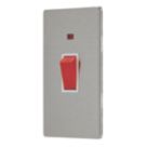 Contactum Lyric 45A 1-Gang DP Control Switch Brushed Steel with Neon with White Inserts