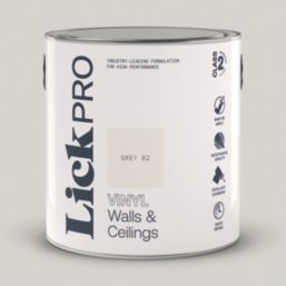 LickPro  2.5Ltr Grey 02 Vinyl Matt Emulsion  Paint
