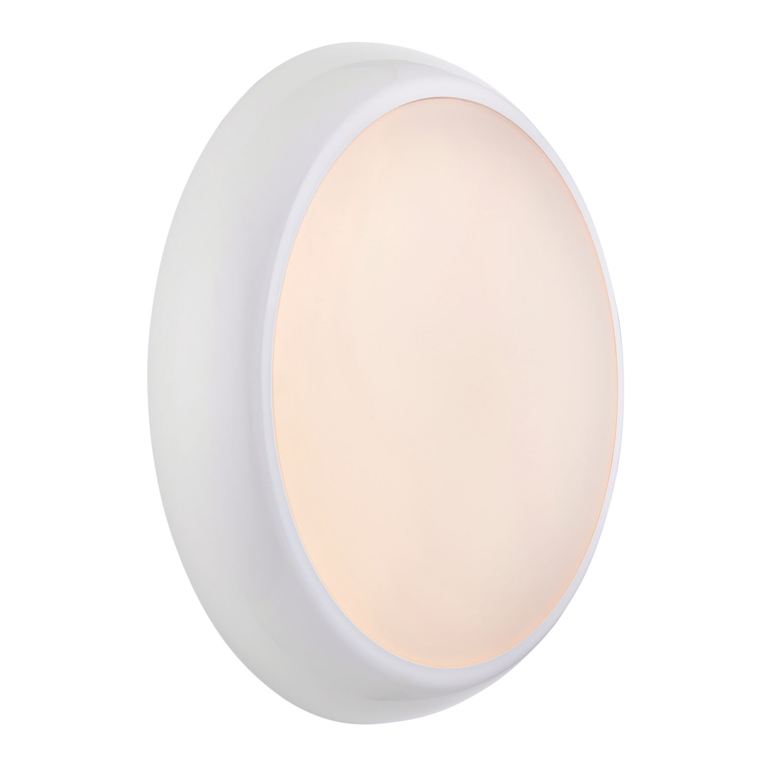 Saxby HeroPro XL Outdoor Maintained Emergency Round LED Bulkhead With Microwave Sensor Gloss White 28W 2800lm (744VX)