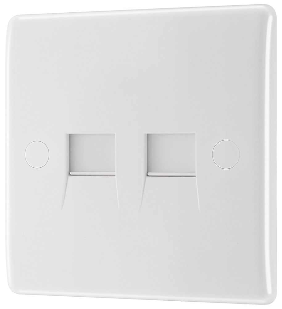 British General 800 Series 2-Gang RJ11 Telephone / Data Socket White with White Inserts