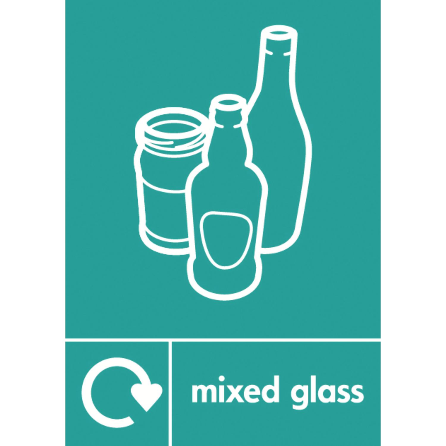 Essentials Mixed Glass Recycling Sign 297mm x 210mm (744YU)