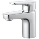 Refurb Swirl Caldew Silver 121mm Cloakroom Round Head Mono Basin Mixer Tap  With Clicker Waste