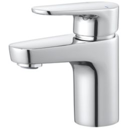 Refurb Swirl Caldew Silver 121mm Cloakroom Round Head Mono Basin Mixer Tap  With Clicker Waste