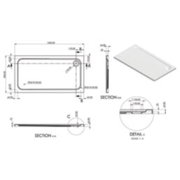 Essentials Rome Rectangular Shower Tray Gloss 1500mm x 800mm x 45mm