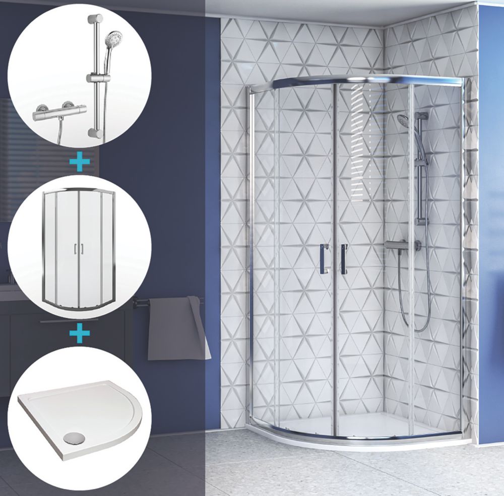 Aqualux Shine 6 Shower Enclosure with Tray & Thermostatic Mixer Shower