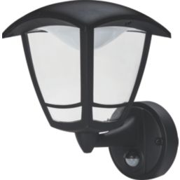 Luceco  Outdoor LED Bottom Arm Coach Lantern With PIR Sensor Black 8W 640lm